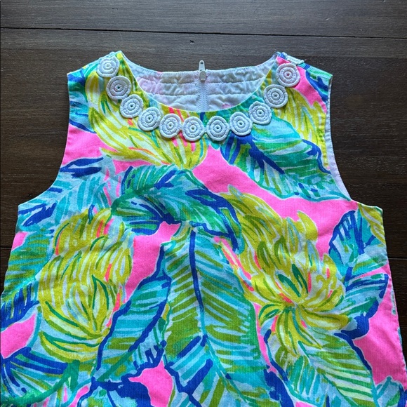 Size 10 Lilly Pulitzer resort lined cotton shift dress tropical floral prints - Picture 3 of 9